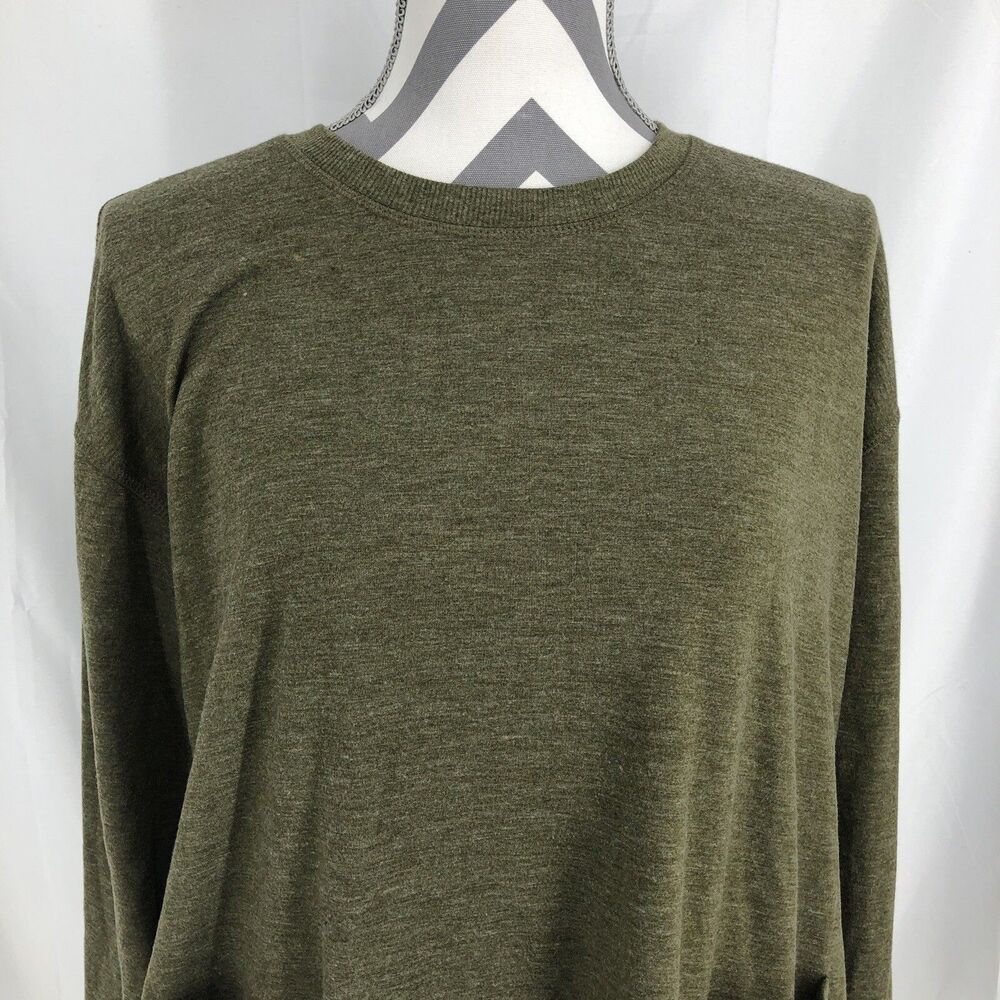Logo Lounge Olive Green Oversized Tunic Shirt Long Sleeve Pockets XS